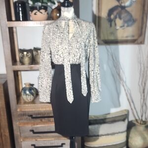 Grace Karin Leapord Patterned Top With Sleek Black Skirt